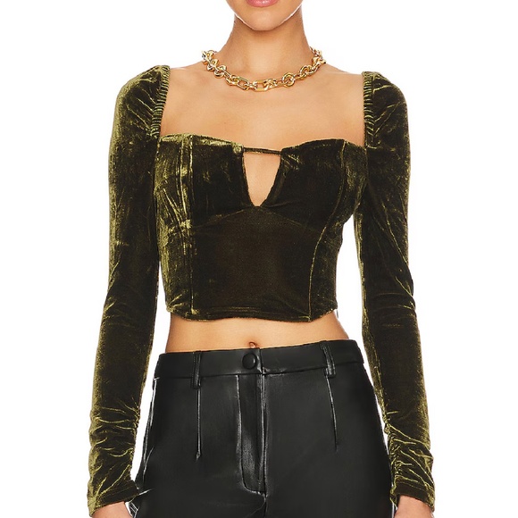 NWT Hansen & Gretel Velvet Meredith Crop Top in Sage Green Size Large - Picture 11 of 11